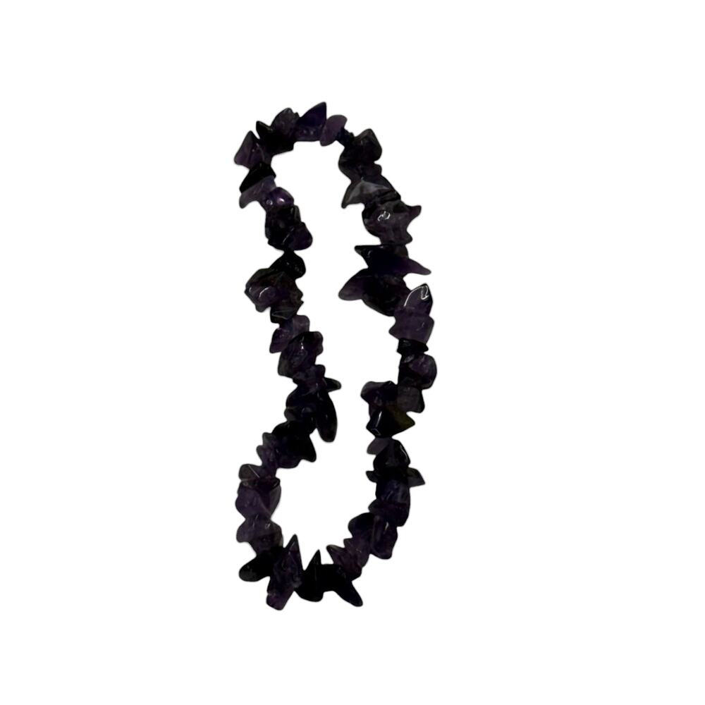 Natural Amethyst Chip Crystal Stretch Bracelet Purple Healing Stone - Picture 3 of 6